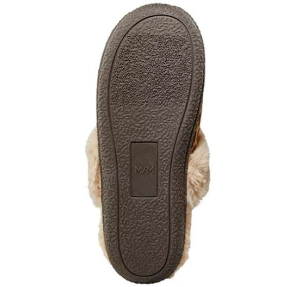NWT Suede Faux Fur Mule Slippers - Size Medium - Picture 3 of 6